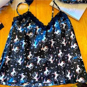 Midnight Coco Unicorn pj set M fits like a xs/sm silky texture